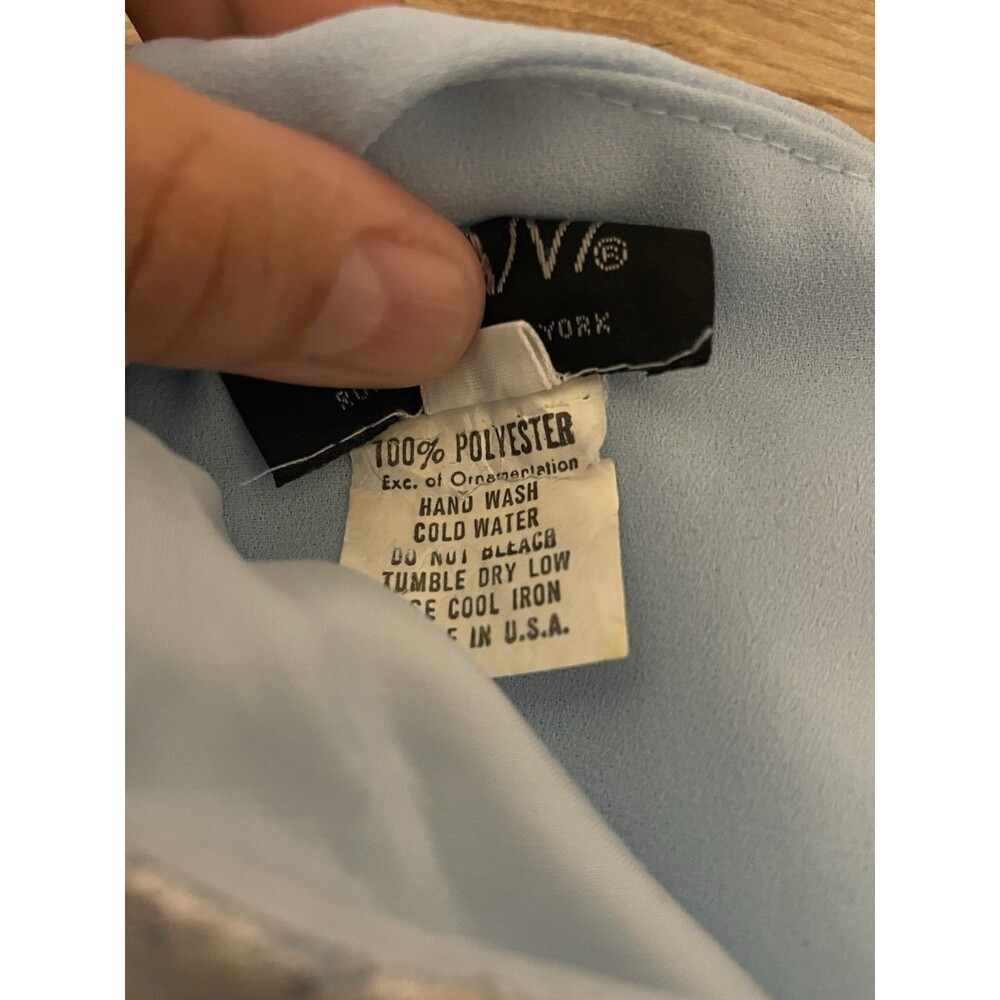 Jovani Light Blue Chiffon Capelet Gown Silver Lace Bodice Formal Size 14 - Picture 6 of 10